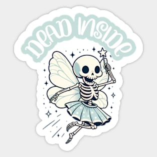 Dead Inside Skeleton Fairy Pastel Goth Aesthetic Sticker